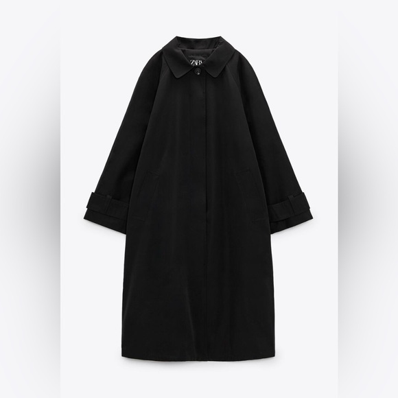 Zara ZW COLLECTION OVERSIZED WATER REPELLENT TRENCH COAT. Black. Size XS. NWT. - Picture 14 of 15